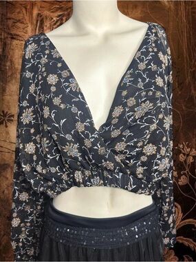 Boho Black and brown floral paisley long sleeve